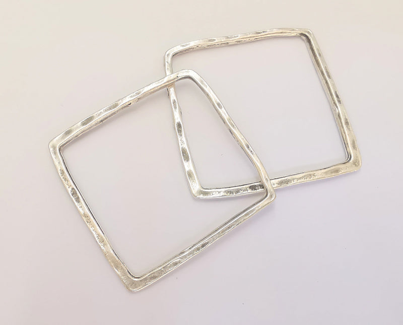 4 Square Connector Findings Antique Silver Plated Geometric Findings (37mm) G29069