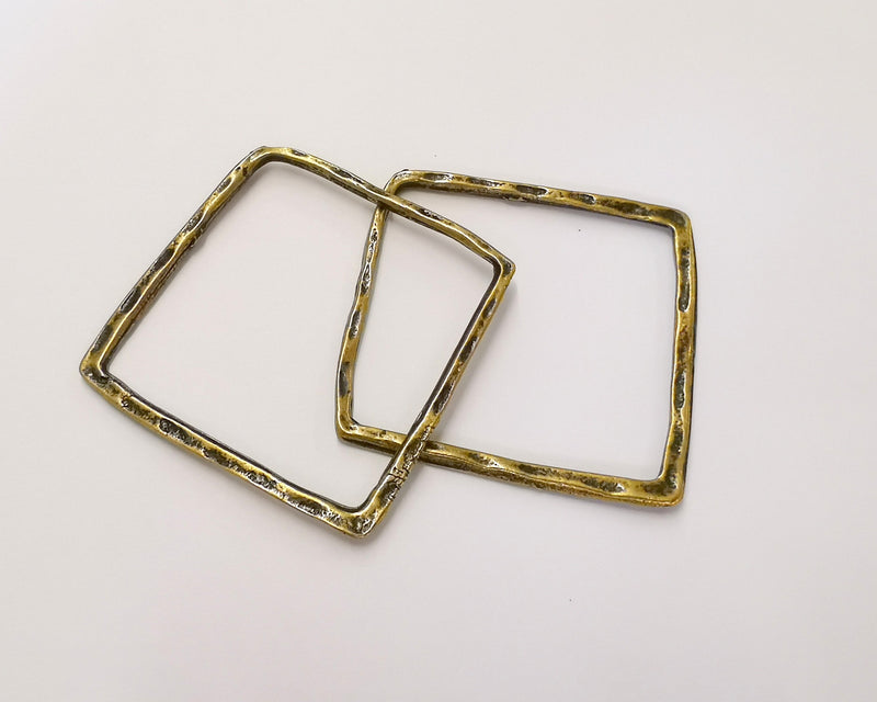 4 Square Connector Findings Antique Bronze Plated Geometric Findings (38mm) G22796