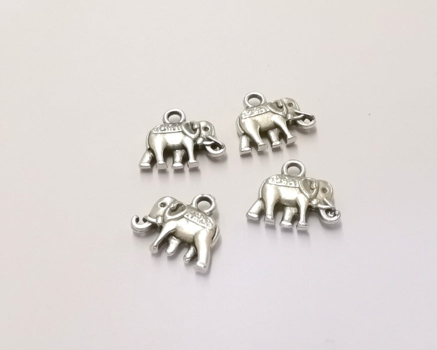 10 Elephant Charm Silver Charms Antique Silver Plated Metal (13x12mm) G22797