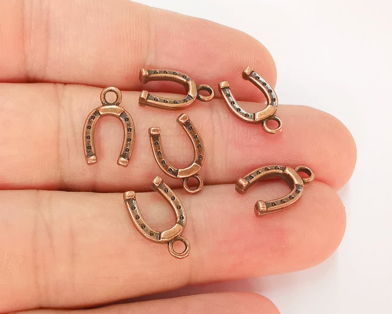 20 Horseshoe Charms Antique Copper Plated Charms (14x9mm)  G22806