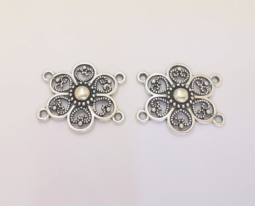 2 Silver Connector Charms Antique Silver Plated Charms (30x26mm)  G22809