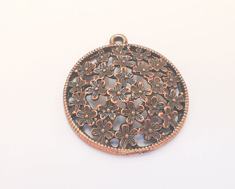 2 Flowers Charms Antique Copper Plated Charms (34x30mm) G22813