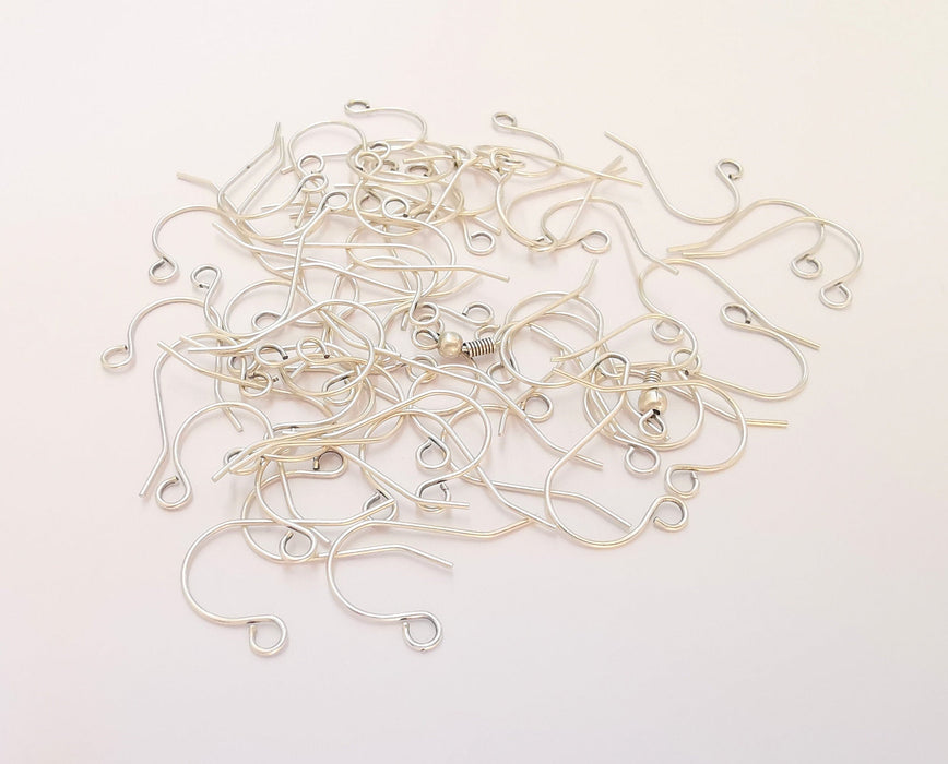 Earring Hook 20 Pcs (10 pairs)  Antique Silver Plated Brass Earring Hook ,Findings G22392