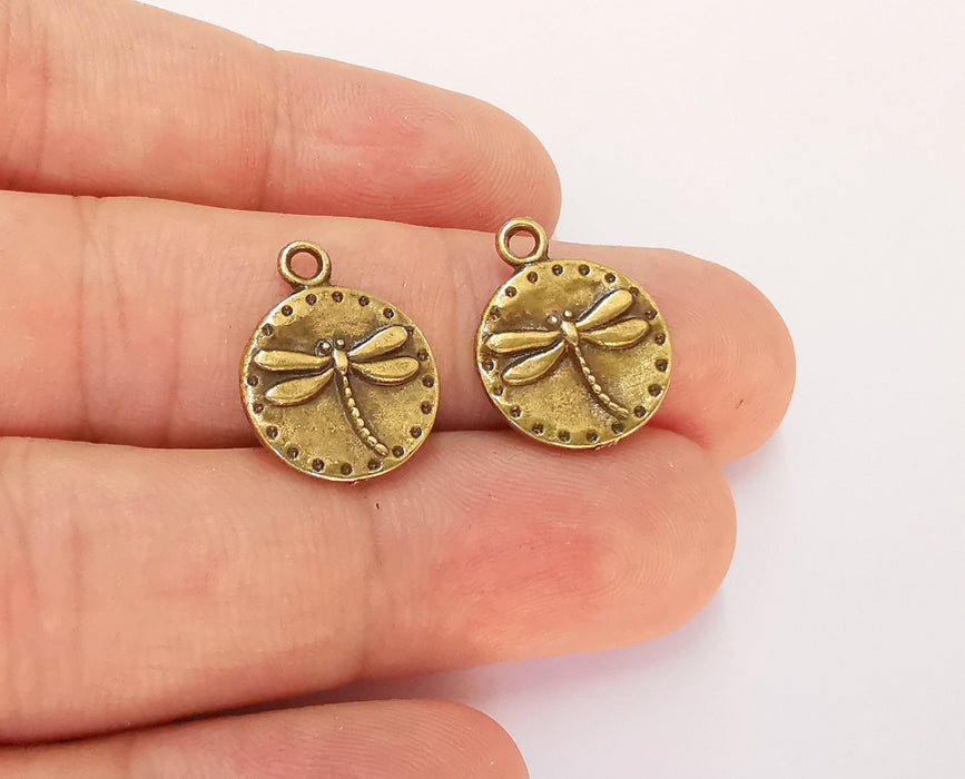 10 Dragonfly Charms Antique Bronze Plated Charm (19x15mm) G22397