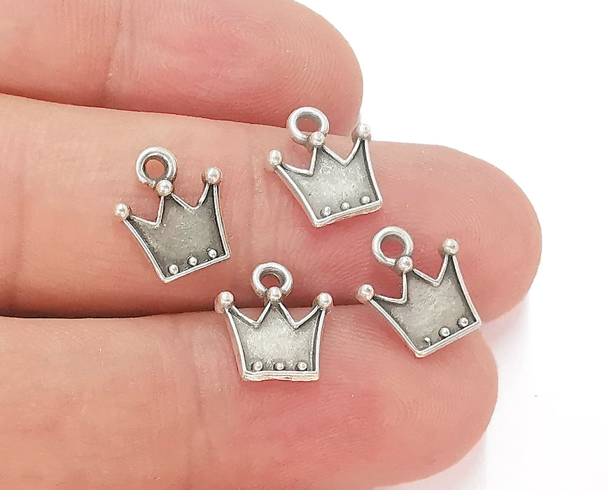 10 Crown Charms Antique Silver Plated Charms (12x10mm)  G22824