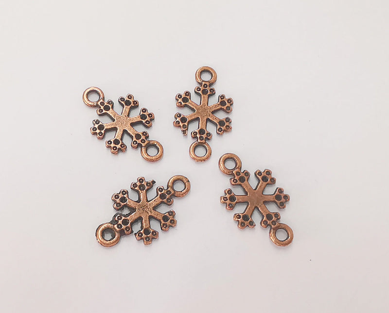 10 Snow Flake Charms Connector Antique Copper Plated Charms (20x11mm) G22826