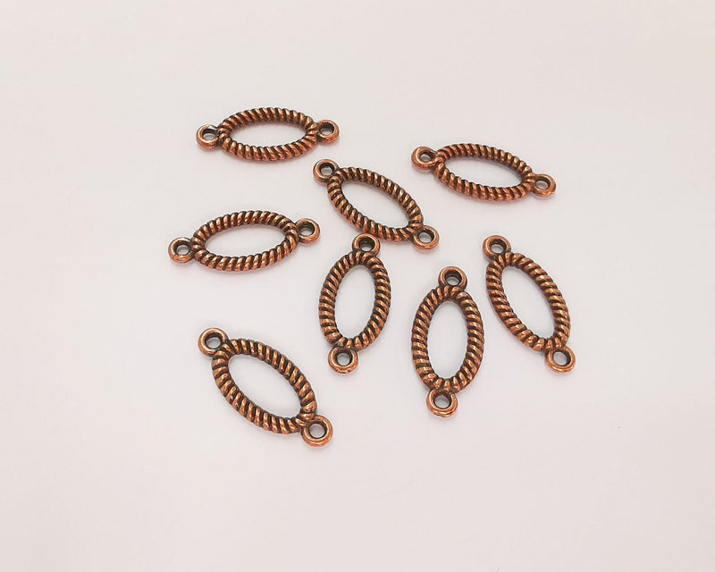 10 Oval Connector Charms Antique Copper Plated Charms (20x9mm)  G22835