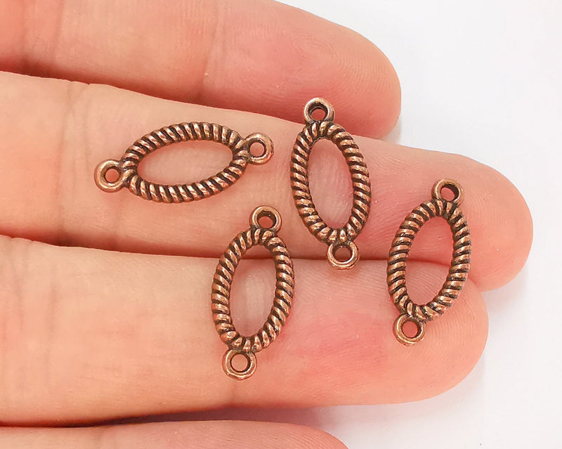 10 Oval Connector Charms Antique Copper Plated Charms (20x9mm)  G22835
