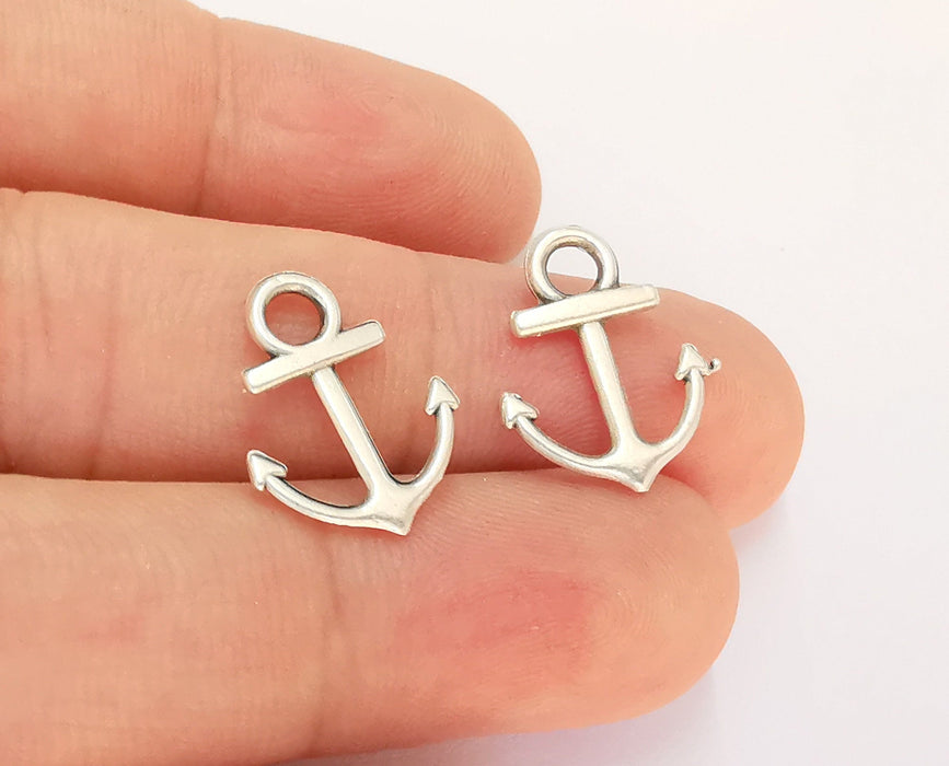 10 Anchor Charms Antique Silver Plated Charms (18x14mm) G22402