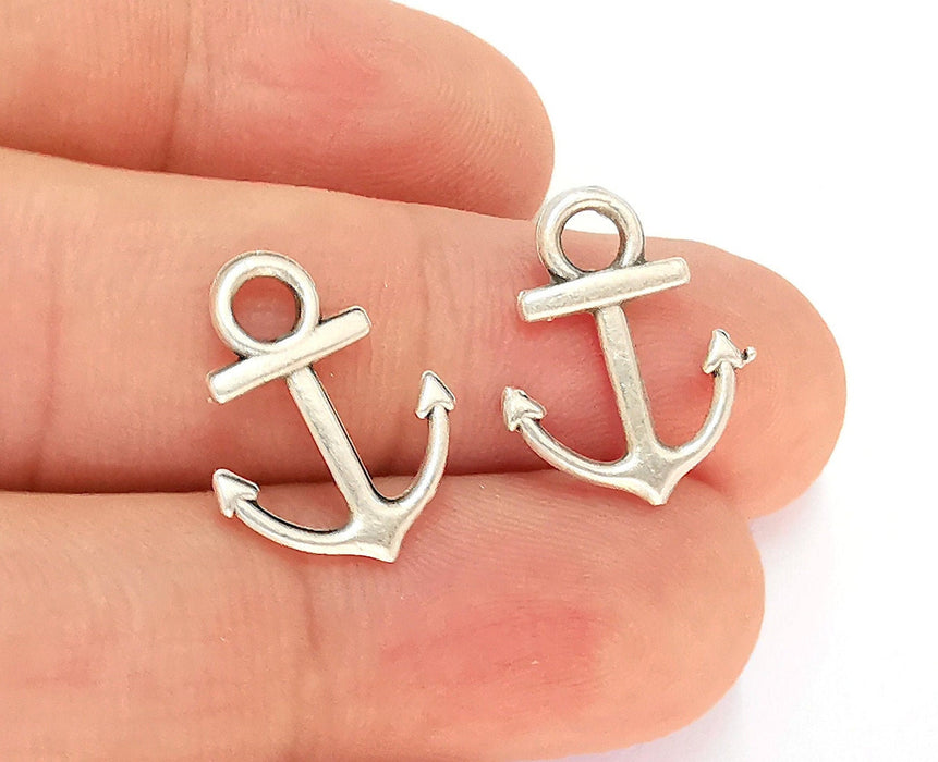 10 Anchor Charms Antique Silver Plated Charms (18x14mm) G22402