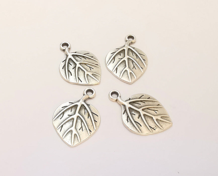 6 Leaf Charms Antique Silver Plated Charms (21x14mm)  G22410