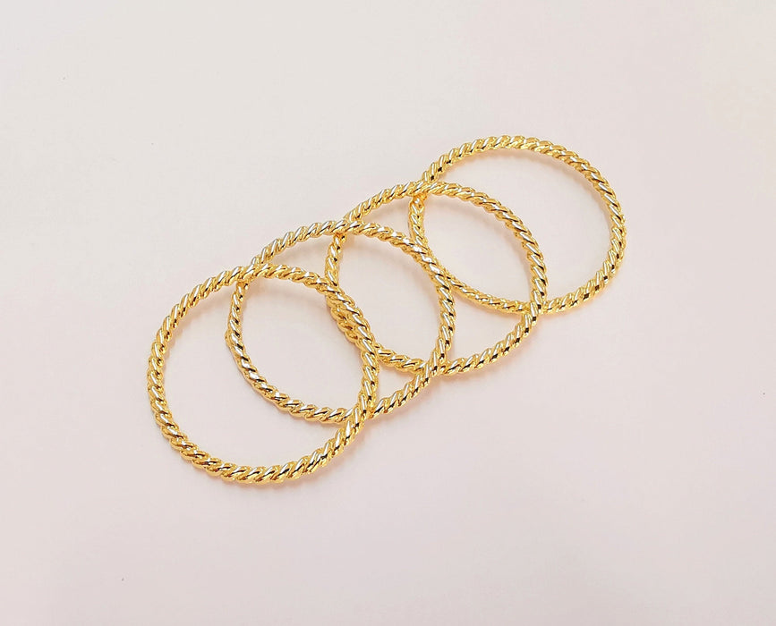 4 Twisted Circle Findings 24k Shiny Gold Circle Findings (30 mm)  G22417