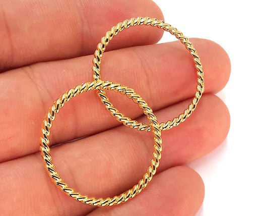 4 Twisted Circle Findings 24k Shiny Gold Circle Findings (30 mm)  G22417