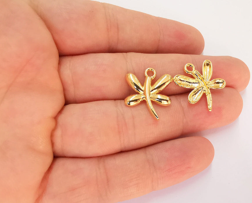 2 Butterfly Charms 24k Shiny Gold Charms (22x19mm)  G22425