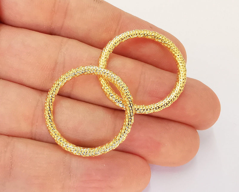 2 Circle Findings 24k Shiny Gold Plated Circle Findings (29 mm)  G22843
