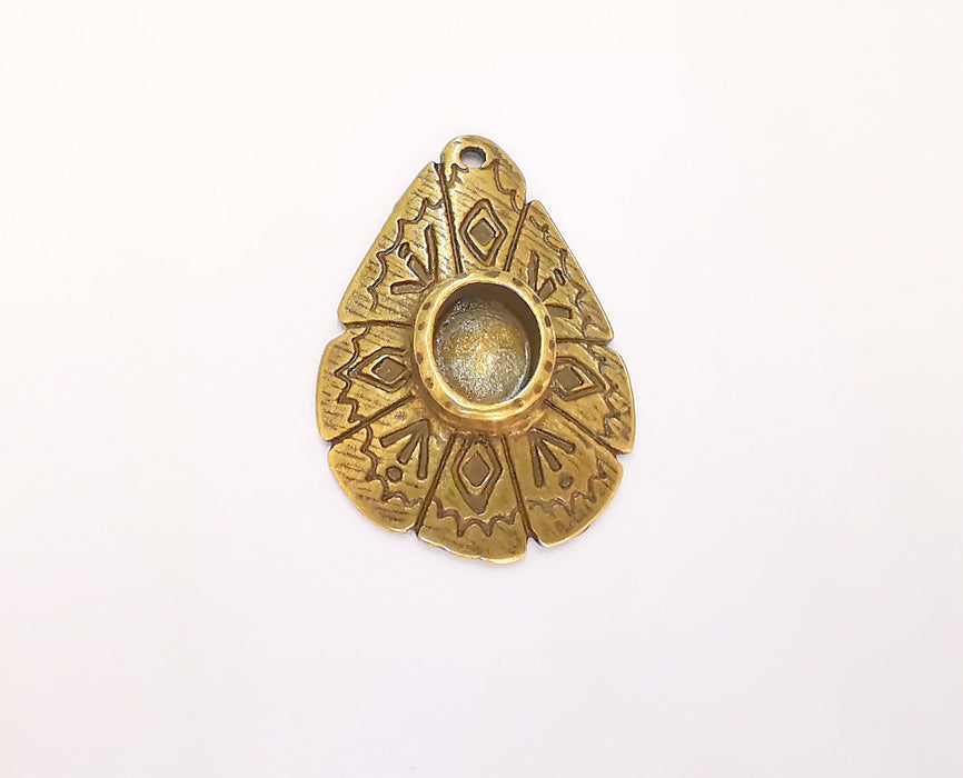 2 Bronze Charms Blank Bezel Resin Bezel Mosaic Mountings Antique Bronze Plated Charms (39x26mm) (10x8mm Bezel Inner Size)  G22850