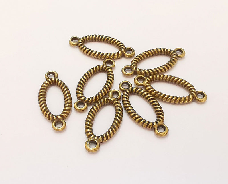 10 Oval Connector Charms Antique Bronze Plated Charms (20x9mm)  G22851