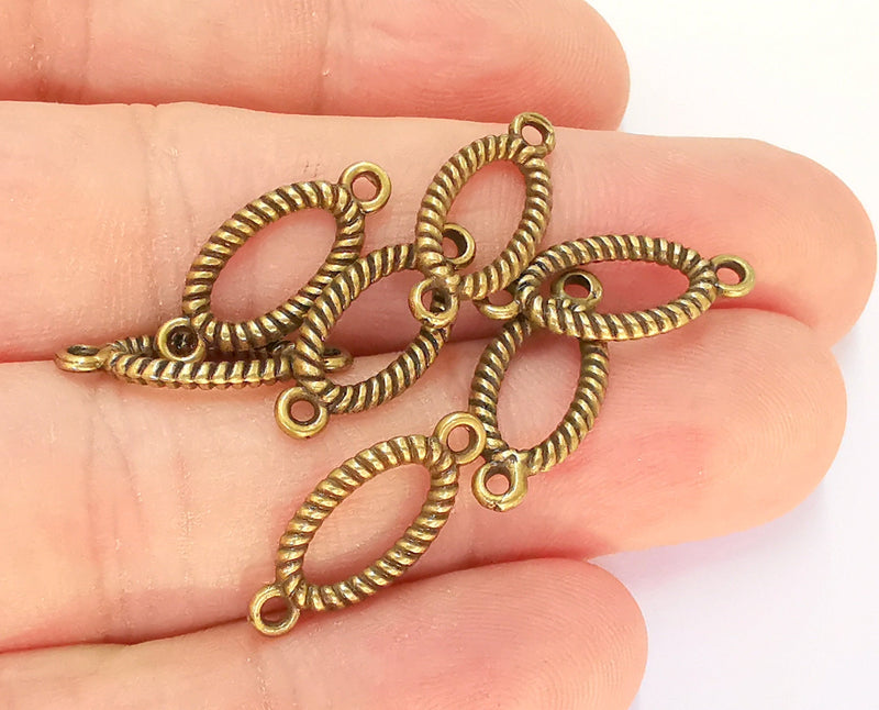 10 Oval Connector Charms Antique Bronze Plated Charms (20x9mm)  G22851