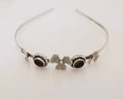 Flowers Crown Headband Base Blanks Circlet Settings Antique Silver Plated Brass Adjustable (2x 10mm Bezel Size)  G22860