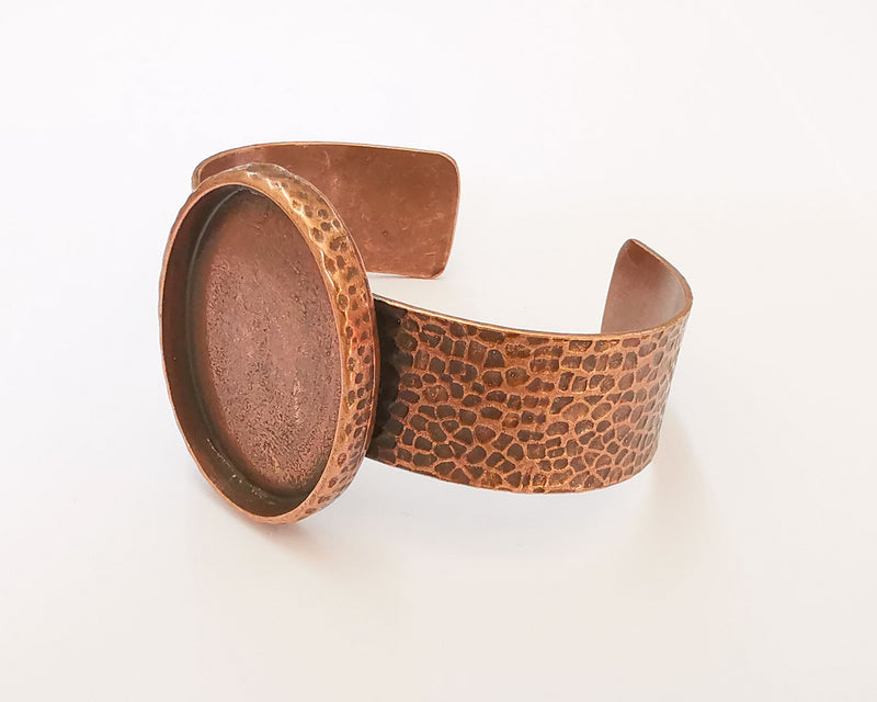 Bracelet Blank Resin Dry Flower inlay Blank Cuff Bezel Glass Cabochon Base Hammered Adjustable Antique Copper (40x30mm ) G22862