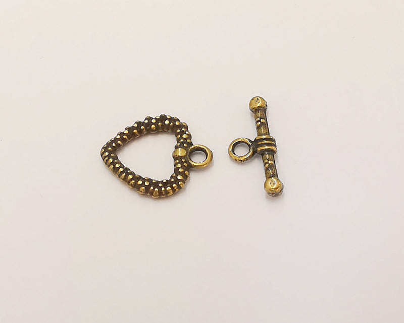 Heart Toggle Clasps 10 sets Antique Bronze Plated Toggle Clasp Findings 19x16mm+19x8mm  G22862