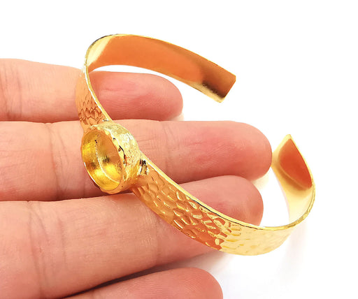 Bracelet Blank Resin Cuff Dry Flower inlay Blank Cuff Bezel Glass Cabochon Base Hammered Adjustable Shiny Gold Plated (12mm ) G22864