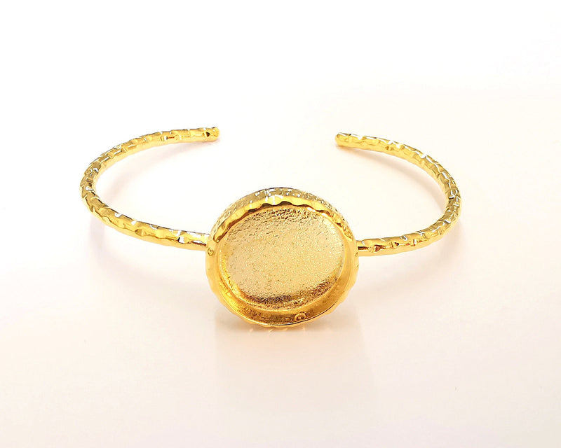 Shiny Gold Hammered Bracelet Blanks Settings Cuff Blanks Resin Blank İnlay Blank Adjustable Bracelet Gold Plated Bracelet (22 mm ) G22865
