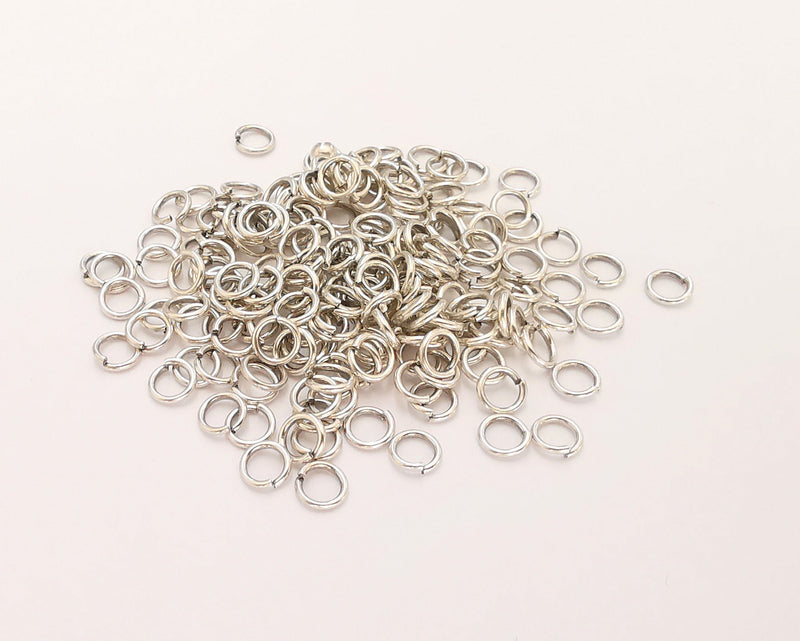 50 Silver Jumpring Antique Silver Plated Brass Strong jumpring ,Findings (5 mm)(wire thickness 0.8mm 22 gauge) G22868