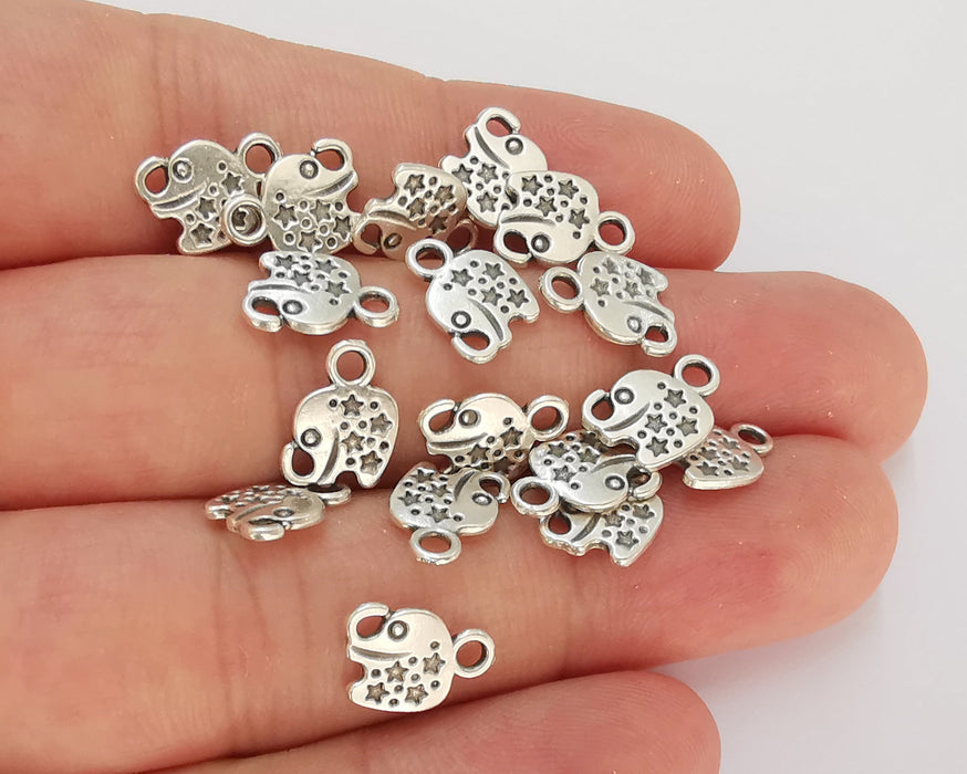 20 Elephant Star (Double Sided) Charm Antique Silver Plated Charms (11x8mm) G22870