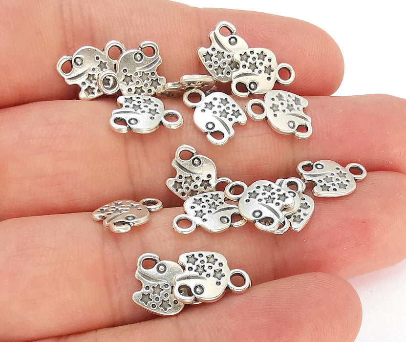 20 Elephant Star (Double Sided) Charm Antique Silver Plated Charms (11x8mm) G22870