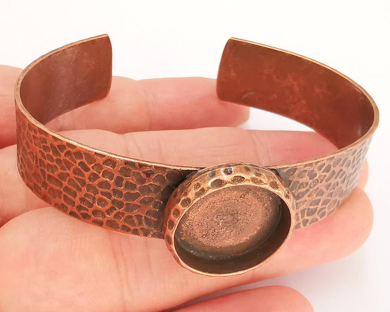 Bracelet Blank Resin Cuff Dry Flower inlay Blank Cuff Bezel Glass Cabochon Base Hammered Adjustable Antique Copper (18mm) G22880