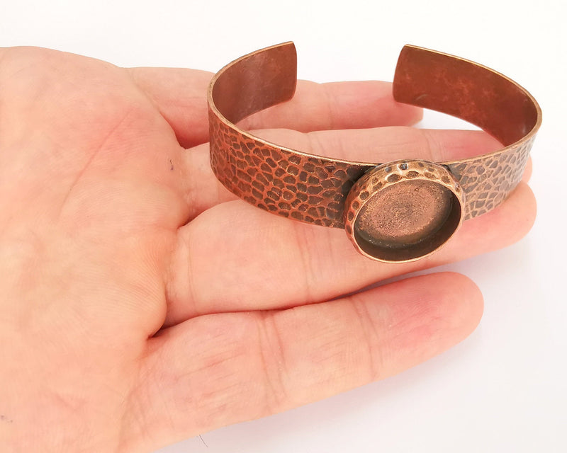 Bracelet Blank Resin Cuff Dry Flower inlay Blank Cuff Bezel Glass Cabochon Base Hammered Adjustable Antique Copper (18mm) G22880