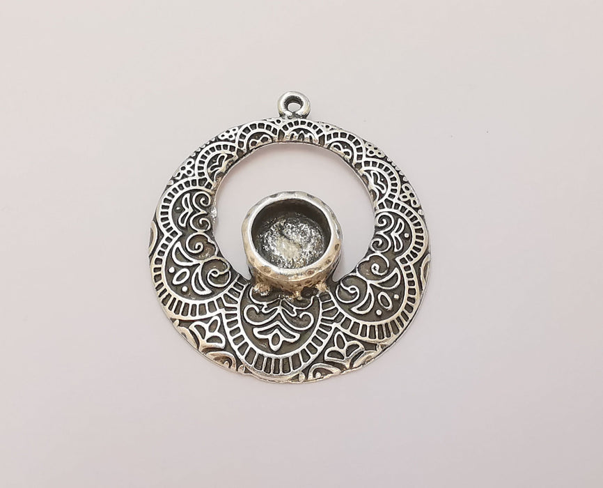 Silver Pendant Blank Bezel Base Setting Necklace Blank Resin Blank Mountings Antique Silver Plated ( 10 mm blank )  G22884