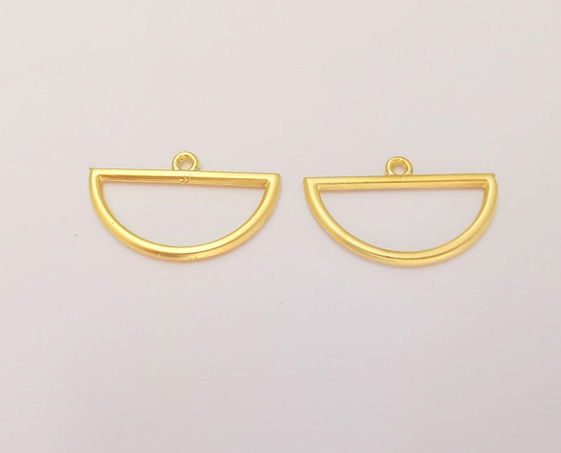 4 Half Moon Charms Gold Plated Charms (29x18mm)  G22901