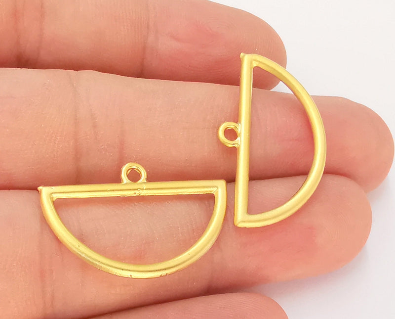 4 Half Moon Charms Gold Plated Charms (29x18mm)  G22901