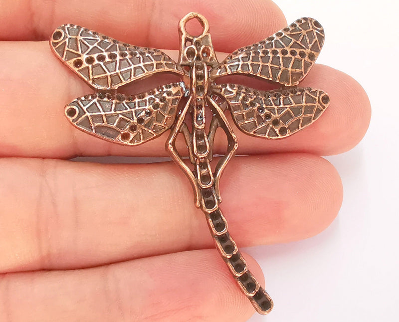 Copper Dragonfly Pendant Antique Copper Plated Pendant (54x49mm)  G22905