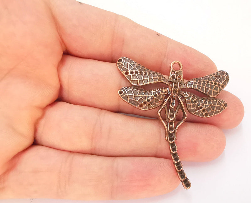 Copper Dragonfly Pendant Antique Copper Plated Pendant (54x49mm)  G22905
