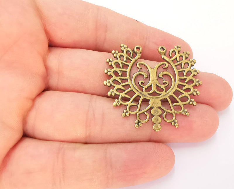 2 Bronze Charms Antique Bronze Plated Charms (41x37mm)  G22906
