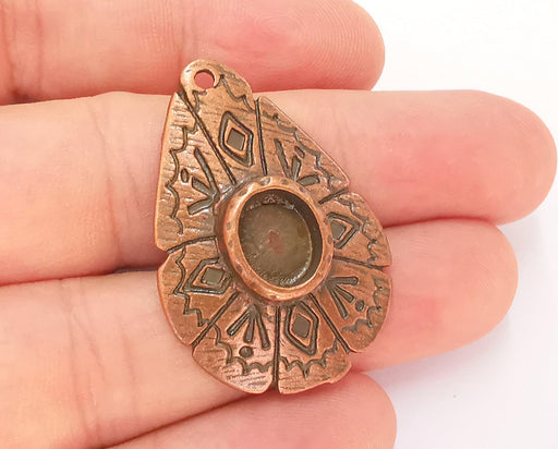 2 Copper Charms Blank Bezel Resin Bezel Mosaic Mountings Antique Copper Plated Charms (39x26mm) (10x8mm Bezel Inner Size)  G22909