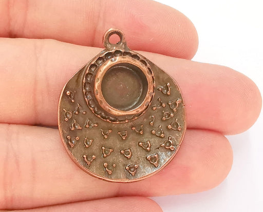 2 Copper Charms Blank Bezel Resin Bezel Mosaic Mountings Antique Copper Plated Charms (35x30mm) (10mm Bezel Inner Size)  G22911