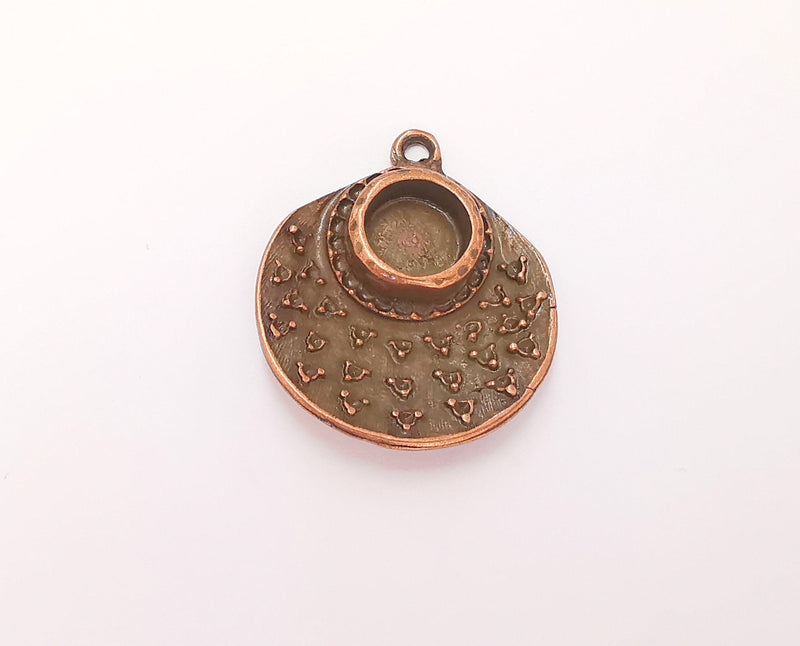 2 Copper Charms Blank Bezel Resin Bezel Mosaic Mountings Antique Copper Plated Charms (35x30mm) (10mm Bezel Inner Size)  G22911