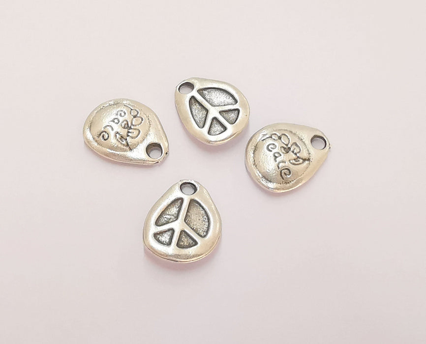 5 Peace Charms Antique Silver Plated Charms (15x12mm)  G22439