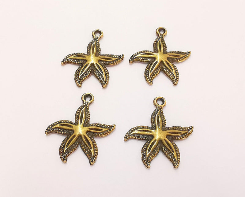 10 Starfish Charms Antique Bronze Plated Charms (25x19mm)  G22459