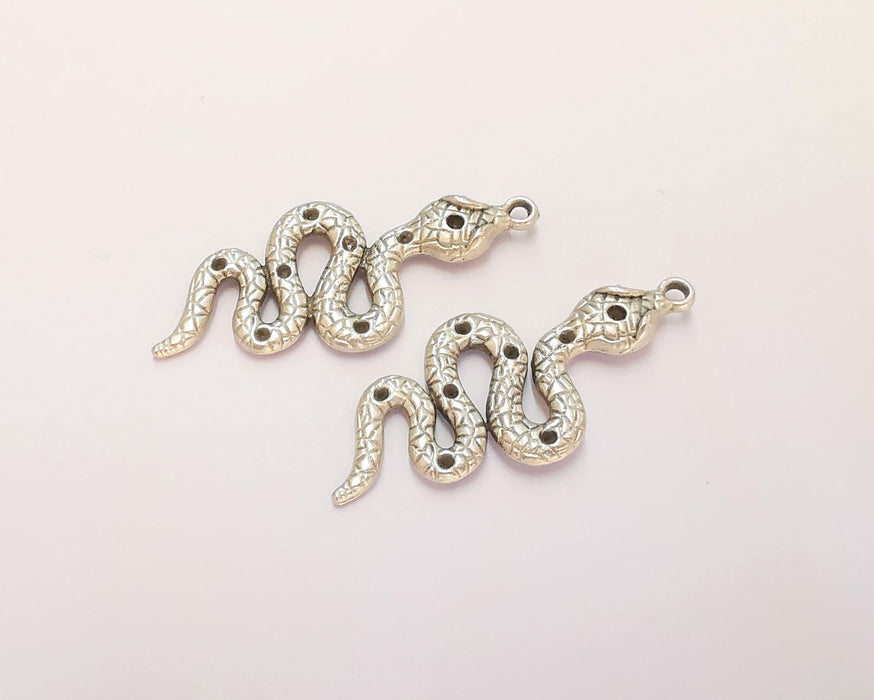 2 Snake Charms Antique Silver Plated Charms (49x21mm)  G22460