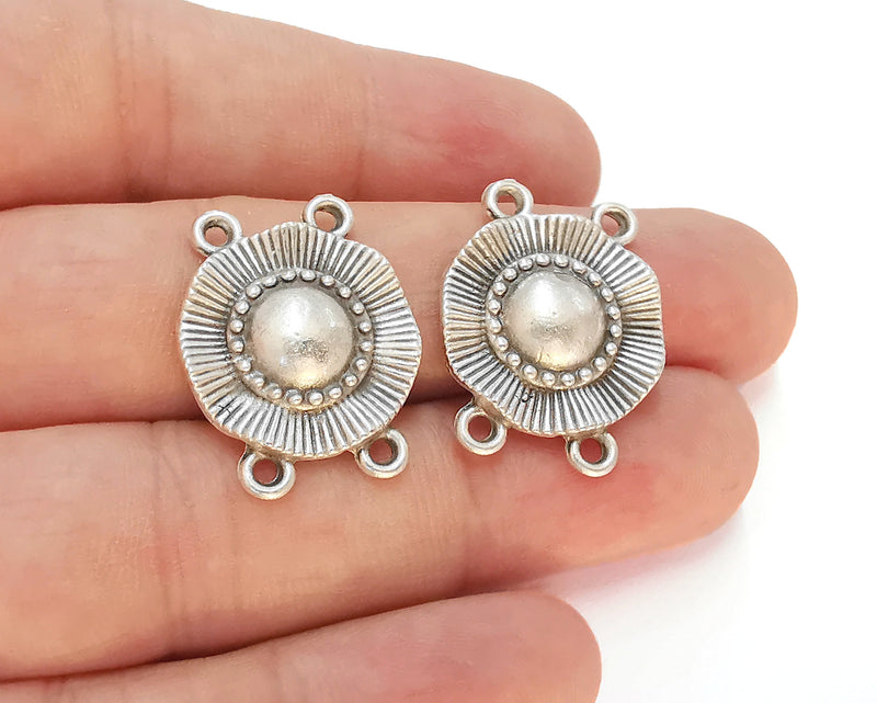4 Silver Charms Connector Antique Silver Plated Charms (26x20mm) G22466