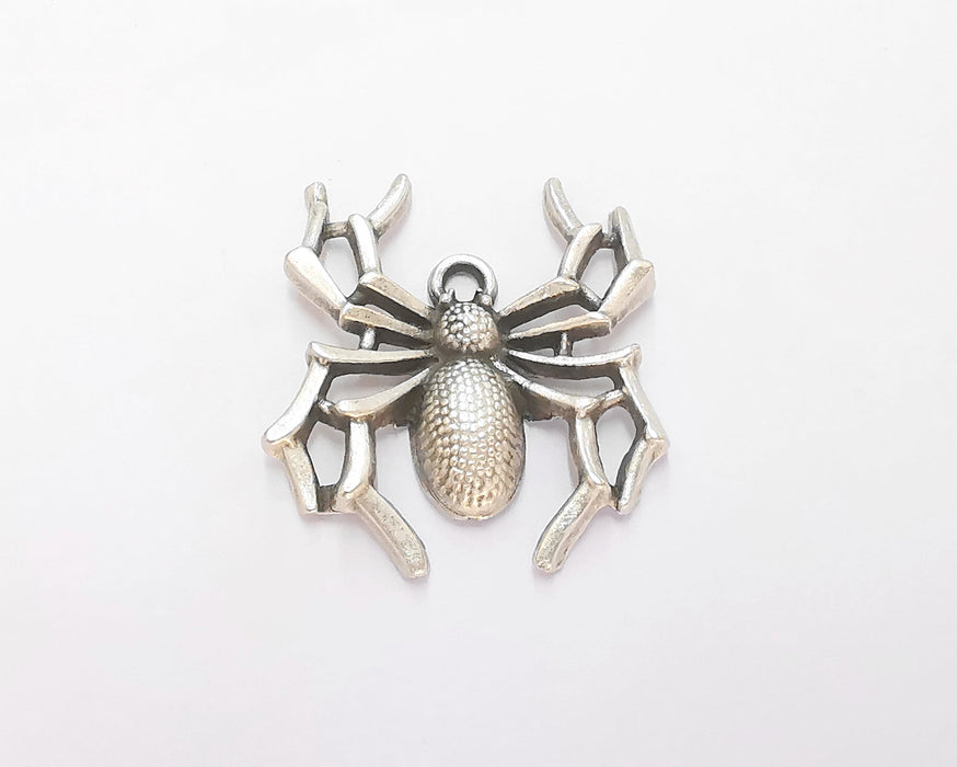 2 Spider Charms Antique Silver Plated Charms (34x30mm)  G22467