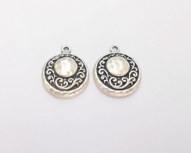 4 Silver Charms Antique Silver Plated Charms (23x19mm)  G22471