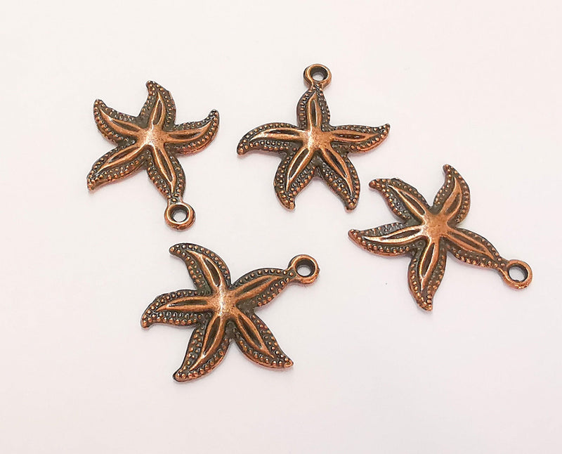10 Starfish Charms Antique Copper Plated Charms (25x19mm)  G22491