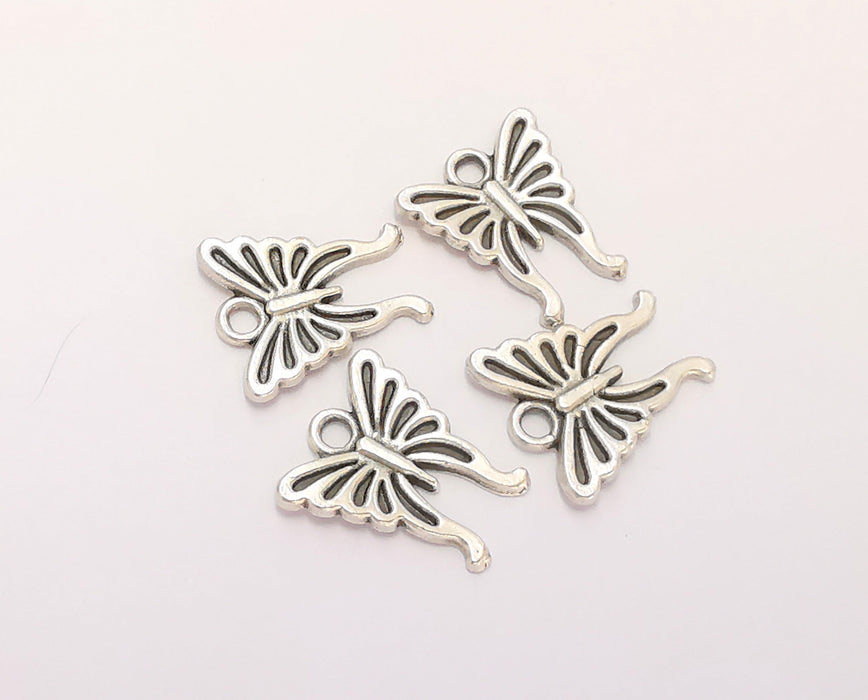 10 Butterfly Charms Antique Silver Plated Charm (16x14mm) G22494