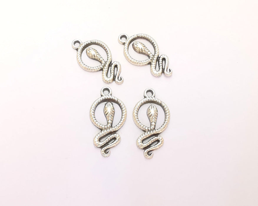 10 Snake Charms Antique Silver Plated Charms (23x12mm)  G22497